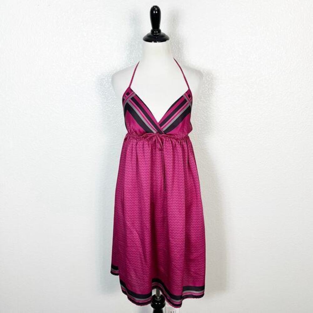 Y2K Old Navy Halter Babydoll‎ Satin Slip Dress Open Back Pink Polka Dot Small